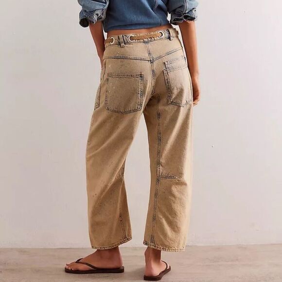 Free People Tan Wide Leg Jeans - Picture 2 of 6